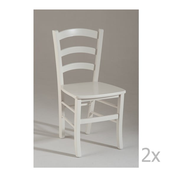 Sada 2 bílých dřevěných jídelních židlí Castagnetti Piatto