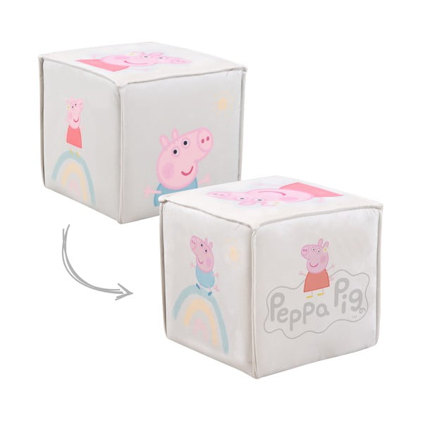 Bílý sametový dětský puf Peppa Pig – Roba-image-2