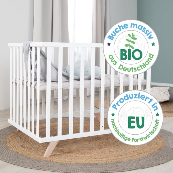 Dětská ohrádka z bukového dřeva s nastavitelnou výškou 75x100 cm v přírodní barvě Lil Planet – Roba-image-4