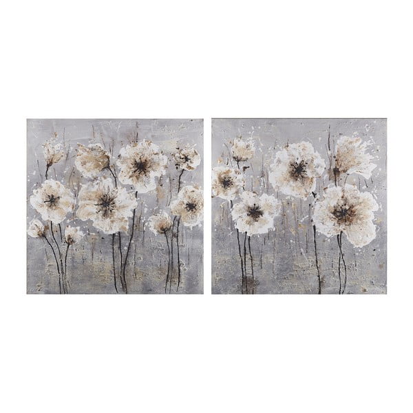 Sada 2 obrazů Ixia Flowers, 100 x 100 cm