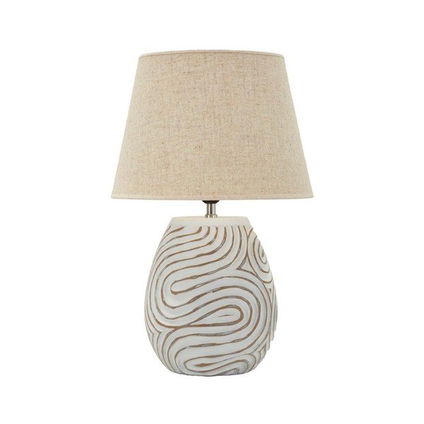 Krémová stolní lampa z polyresinu s textilním stínidlem (výška 55 cm) Oblix – Mauro Ferretti