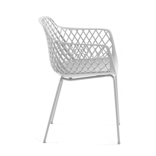 Bílá kovová zahradní židle Quinn – Kave Home-image-2