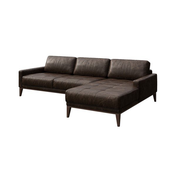 Tmavě hnědá kožená rohová pohovka MESONICA Musso Tufted, pravý roh-image-2