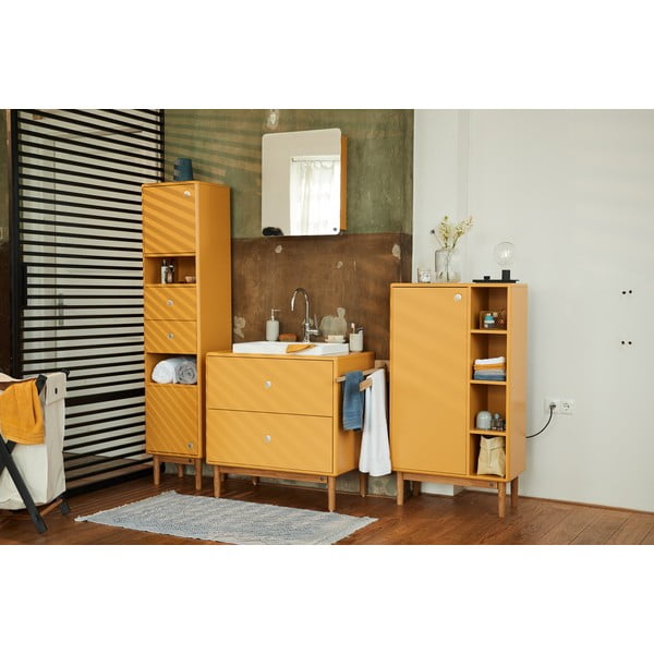 Vysoká závěsná koupelnová skříňka v hořčicové barvě 66x100 cm Color Bath – Tom Tailor-image-1