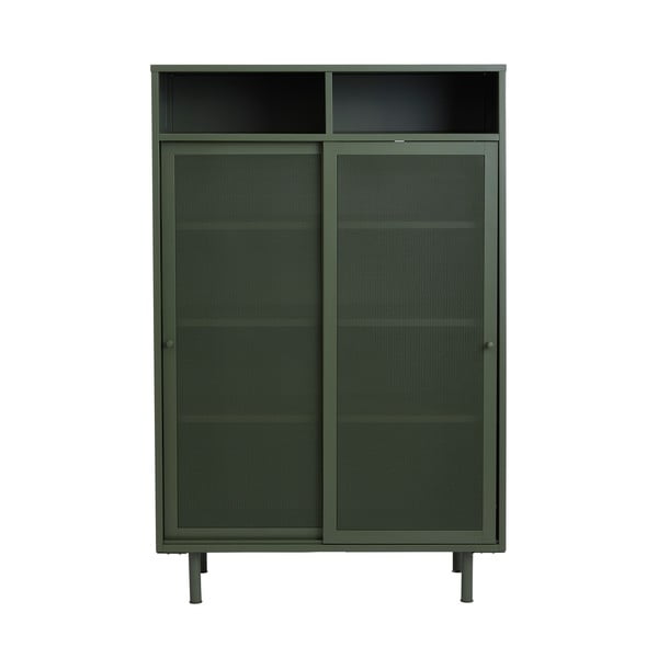 Tmavě zelená kovová skříňka s posuvnými dveřmi 90x140x40 cm Veep – Unique Furniture