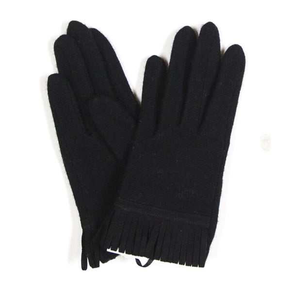 Černé rukavice s třásněmi Silk and Cashmere franges