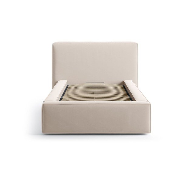Béžová čalouněná jednolůžková postel s úložným prostorem s roštem 90x200 cm Jodie – Micadoni -image-3