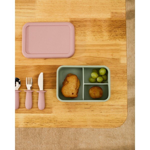 Růžový/tyrkysový silikonový dětský svačinový box Lili – Kave Home-image-1