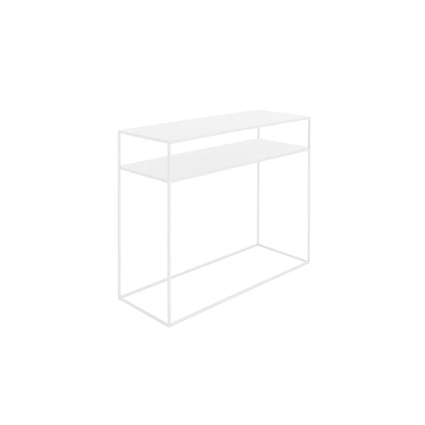 Bílý konzolový kovový stůl s policí CustomForm Tensio, 100 x 35 cm