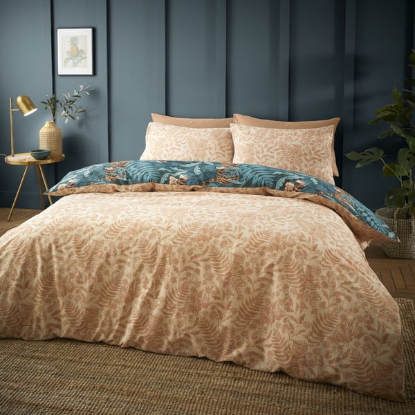 Hnědo-zelené povlečení na jednolůžko 135x200 cm Tropic Tiger Leaf – Catherine Lansfield-image-2