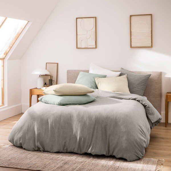 Šedé 3dílné bavlněné povlečení na dvoulůžko/prodloužené 240x220 cm Meline – douceur d'intérieur-image-3