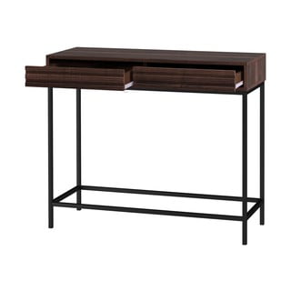 Tmavě hnědý konzolový stolek s deskou v dekoru ořechového dřeva 35x90 cm Celine – Støraa