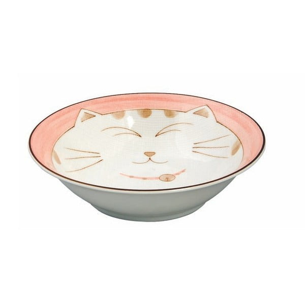 Růžová porcelánová miska Tokyo Design Studio Kawaii Cat, 450 ml