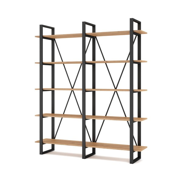 Černý/přírodní regál v dekoru dubu 150x180 cm Aviva – Marckeric-image-3