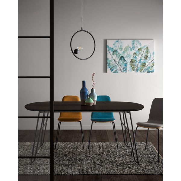 Tmavě hnědý rozkládací jídelní stůl s deskou v dekoru jasanového dřeva 100x170 cm Milian – Kave Home-image-1