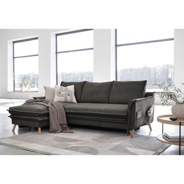 Tmavě šedá rozkládací rohová pohovka (levý roh) Charming Charlie – Miuform-image-3