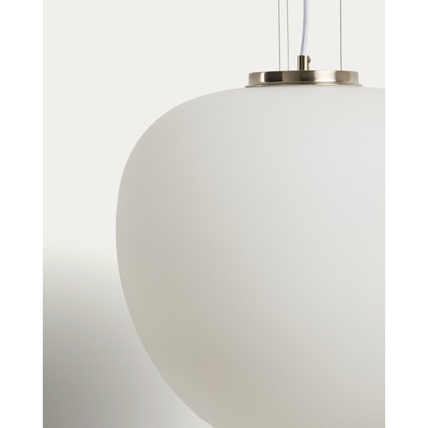 Bílé závěsné svítidlo se skleněným stínidlem ø 25 cm Ardali – Kave Home-image-4