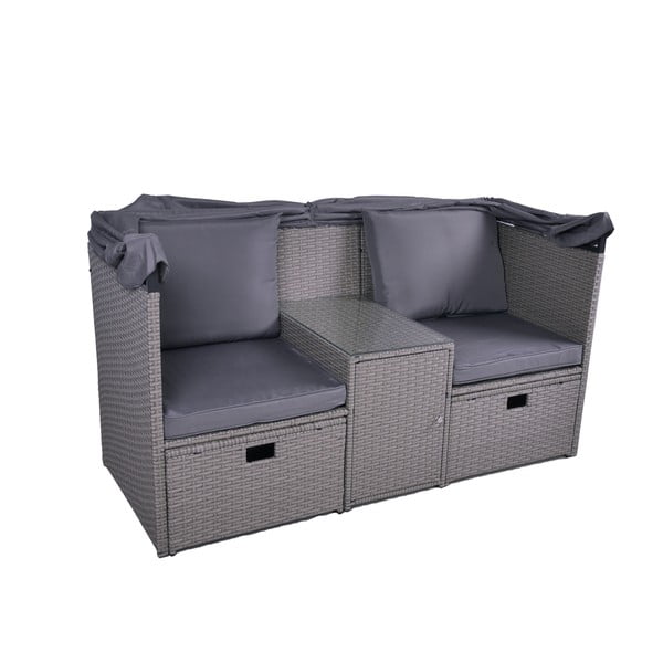 Šedý zahradní lounge set z umělého ratanu pro 2 Saint-Tropez – Garden Pleasure
