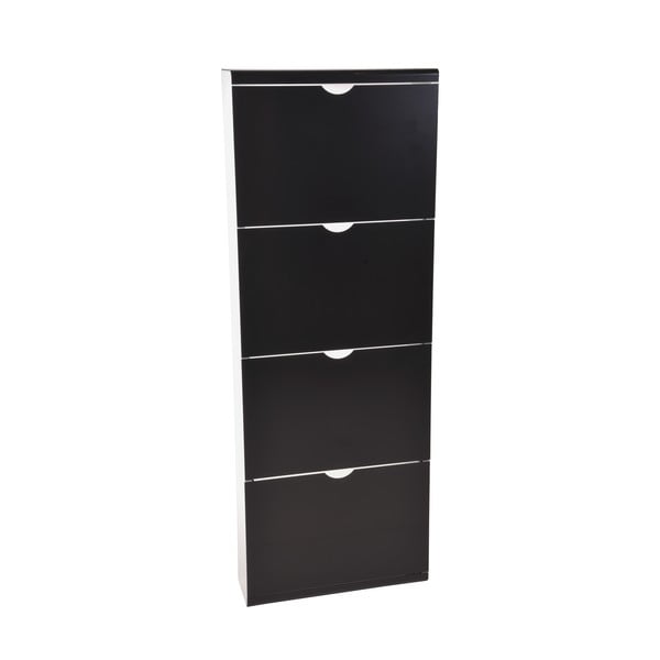 Černý kovový výklopný botník 51x138x16 cm – Household Pleasure-image-3