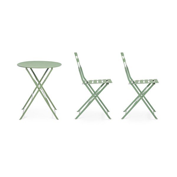 Šalvějově zelený ocelový zahradní jídelní set pro 2 Austin – Bizzotto-image-3