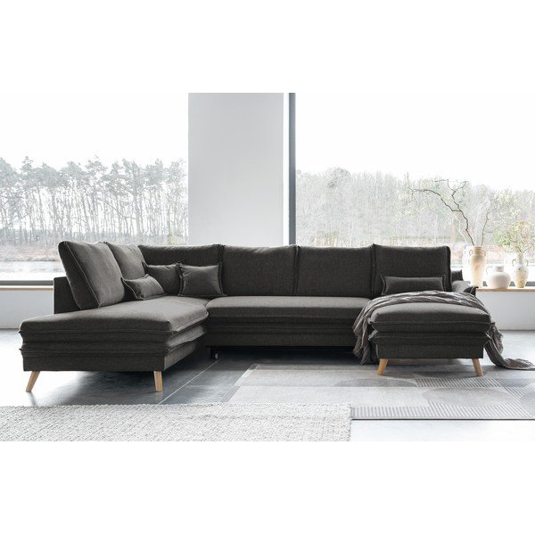 Tmavě šedá rozkládací rohová pohovka (levý roh/do "U") Charming Charlie – Miuform-image-4