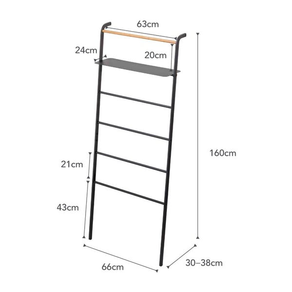 Černý věšák s poličkou YAMAZAKI Tower Ladder-image-3