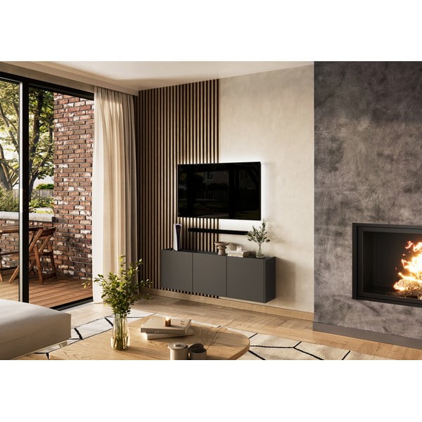 Antracitový TV stolek 138x45 cm Piana – Germania-image-4