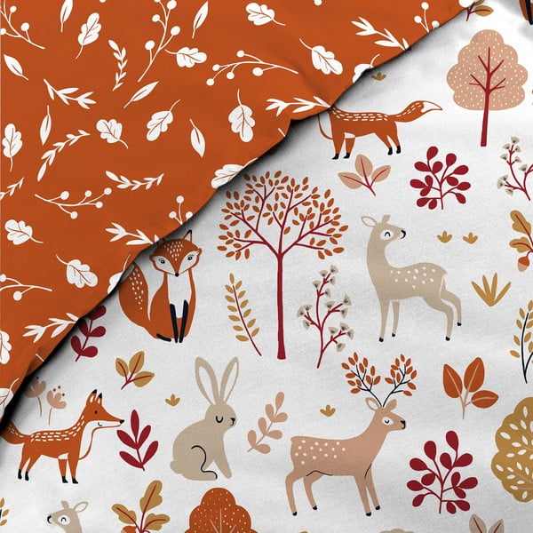 Bílé/v terakotové barvě bavlněné dětské povlečení na jednolůžko 140x200 cm Roxy – douceur d'intérieur-image-2