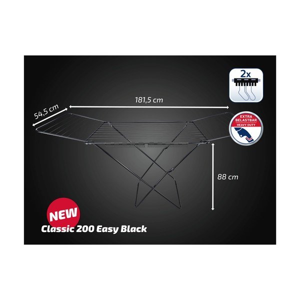 Černý sušák na prádlo 20 m Classic 200 Easy – LEIFHEIT-image-2