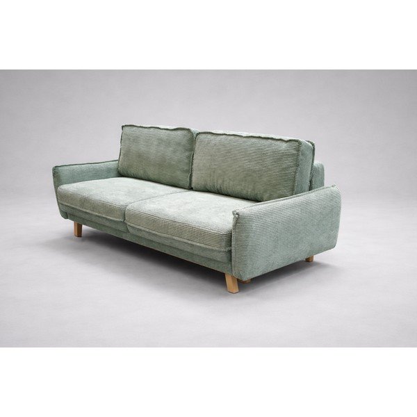 Světle zelená manšestrová rozkládací/s úložným prostorem pohovka 218 cm Tori - II. jakost – Bonami Selection-image-2