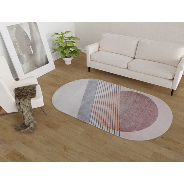 Pratelný koberec ve světle růžovo-šedé barvě 80x120 cm Oval – Vitaus-image-1