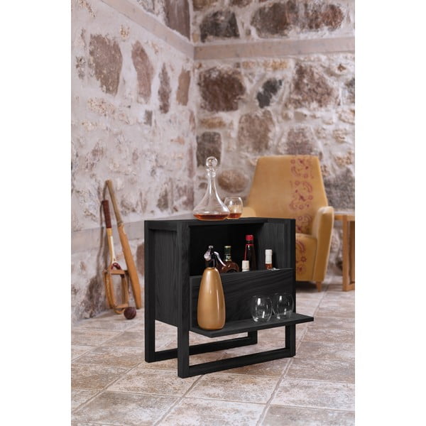 Černá vinotéka z dubového dřeva 59x60 cm NewEst - Woodman-image-1