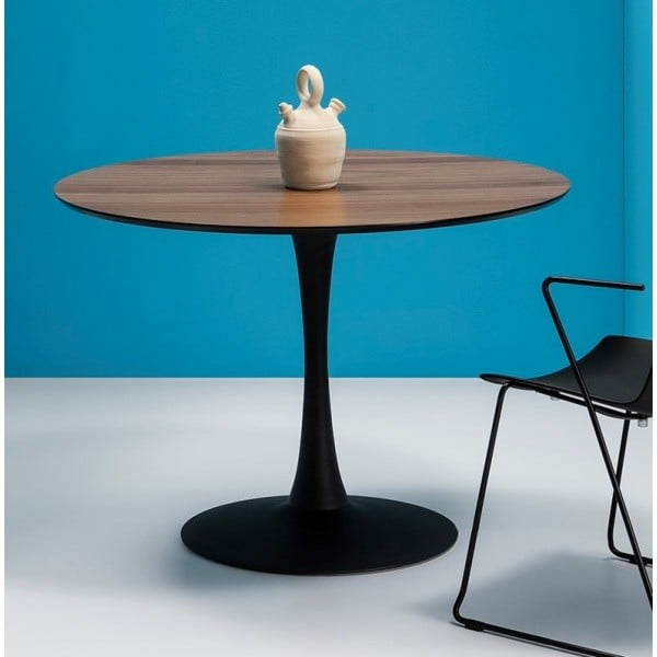 Kulatý jídelní stůl s deskou v ořechovém dekoru Marckeric Oda, ⌀ 110 cm-image-3