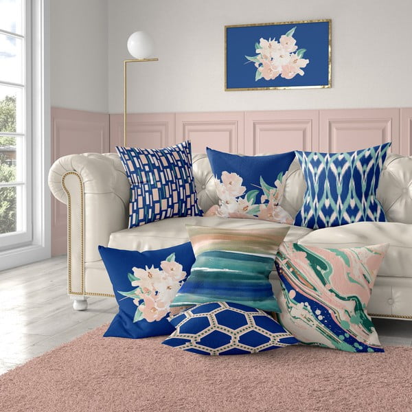Modro-růžový povlak na polštář Mike & Co. NEW YORK Honey Artsy, 43 x 43 cm-image-2