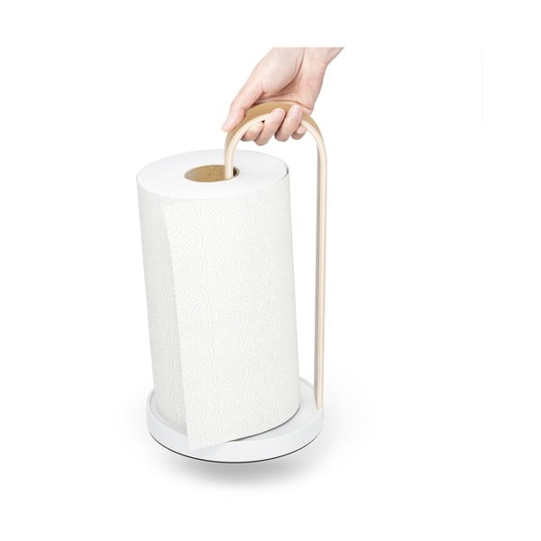Bílý dřevěný stojan na papírové utěrky ø 17 cm Bellwood – Umbra-image-3