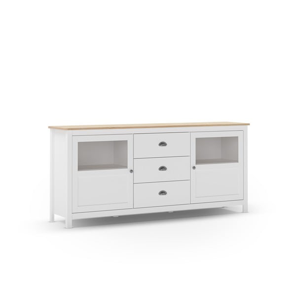 Bílá nízká komoda z borovicového dřeva 180x80 cm Misti – Marckeric-image-4