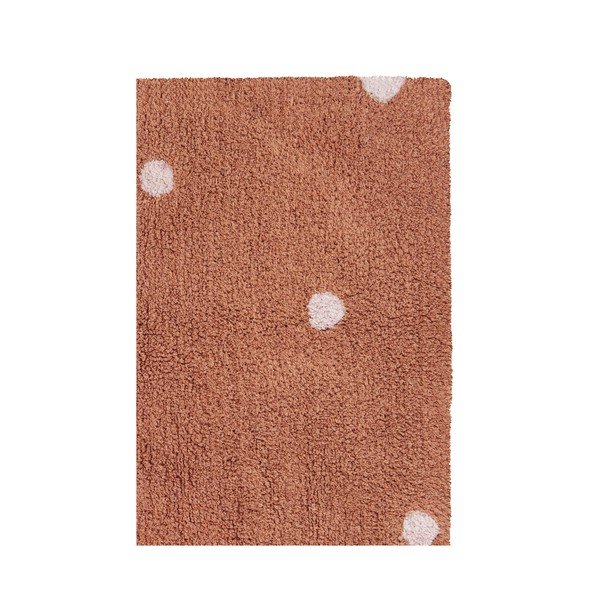 Pratelný ručně tkaný bavlněný dětský koberec v cihlové barvě 100x150 cm Mini Dot Chestnut – Lorena Canals-image-3