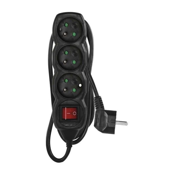 Černý prodlužovací kabel se 3 zásuvkami a vypínačem EMOS, 3m-image-3
