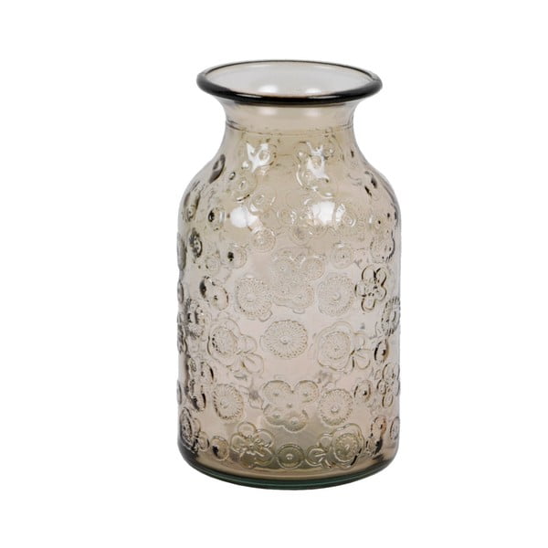 Hnědá váza z recyklovaného skla Ego Dekor Flora, výška 16 cm