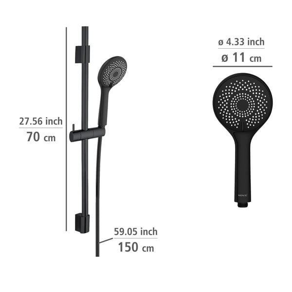 Černý sprchový set z nerezové oceli 70 cm Water Saving – Wenko-image-1