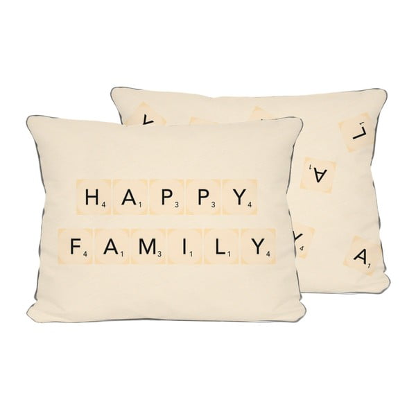Oboustranný polštář Little Nice Things Happy Family, 50 x 35 cm