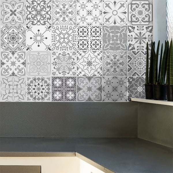 Sada 24 dekorativních samolepek na stěnu Ambiance Gythio, 10 x 10 cm-image-3