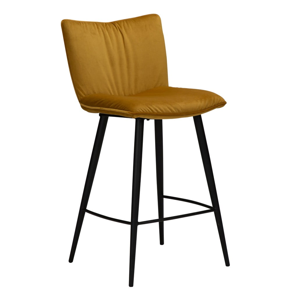 Žlutá sametová barová židle DAN-FORM Denmark Join, výška 93 cm