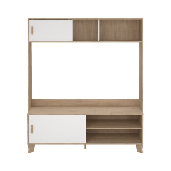 Bílá/v přírodní barvě TV sestava v dekoru dubu 159x181x48 cm Ikast – Tvilum