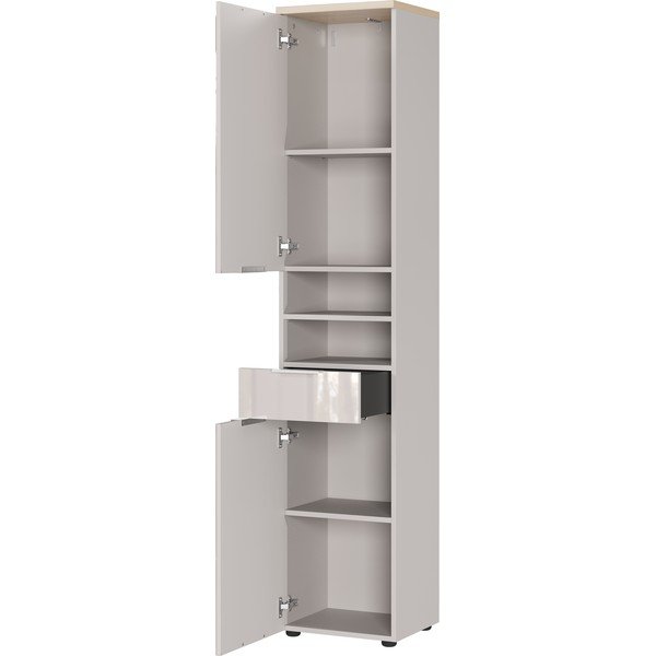 Krémová lesklá vysoká/úzká koupelnová skříňka 39x190 cm Tavira – Germania-image-3