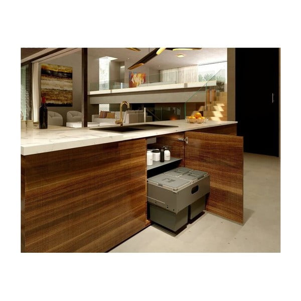 Šedý vestavný plastový odpadkový koš na tříděný odpad 42 l Block U-Sink 2.0 – Elletipi-image-1