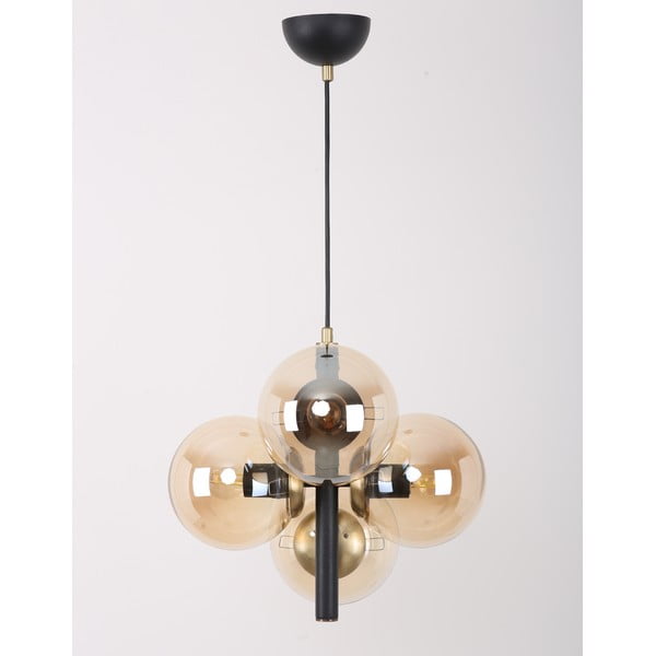 Černé závěsné svítidlo se skleněným stínidlem ø 35 cm Forte – Squid Lighting