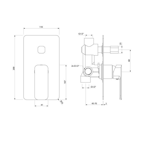 Podomítková sprchová baterie v leskle stříbrné barvě (2 výstupy) Spy – Sapho-image-1