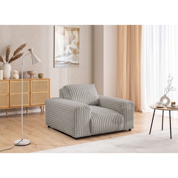 Světle šedé manšestrové křeslo Justin – Ropez-image-4