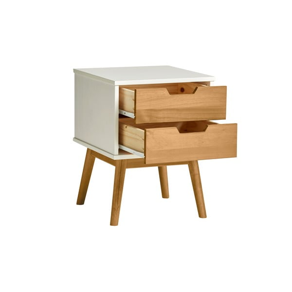 Bílo-hnědý noční stolek z masivního borovicového dřeva Marckeric Baku-image-3